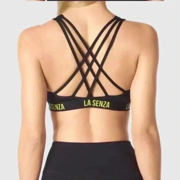 La Senza Black Sports Bra Mesh Criss Cross  Straps Size Small/Medium - Picture 2 of 13